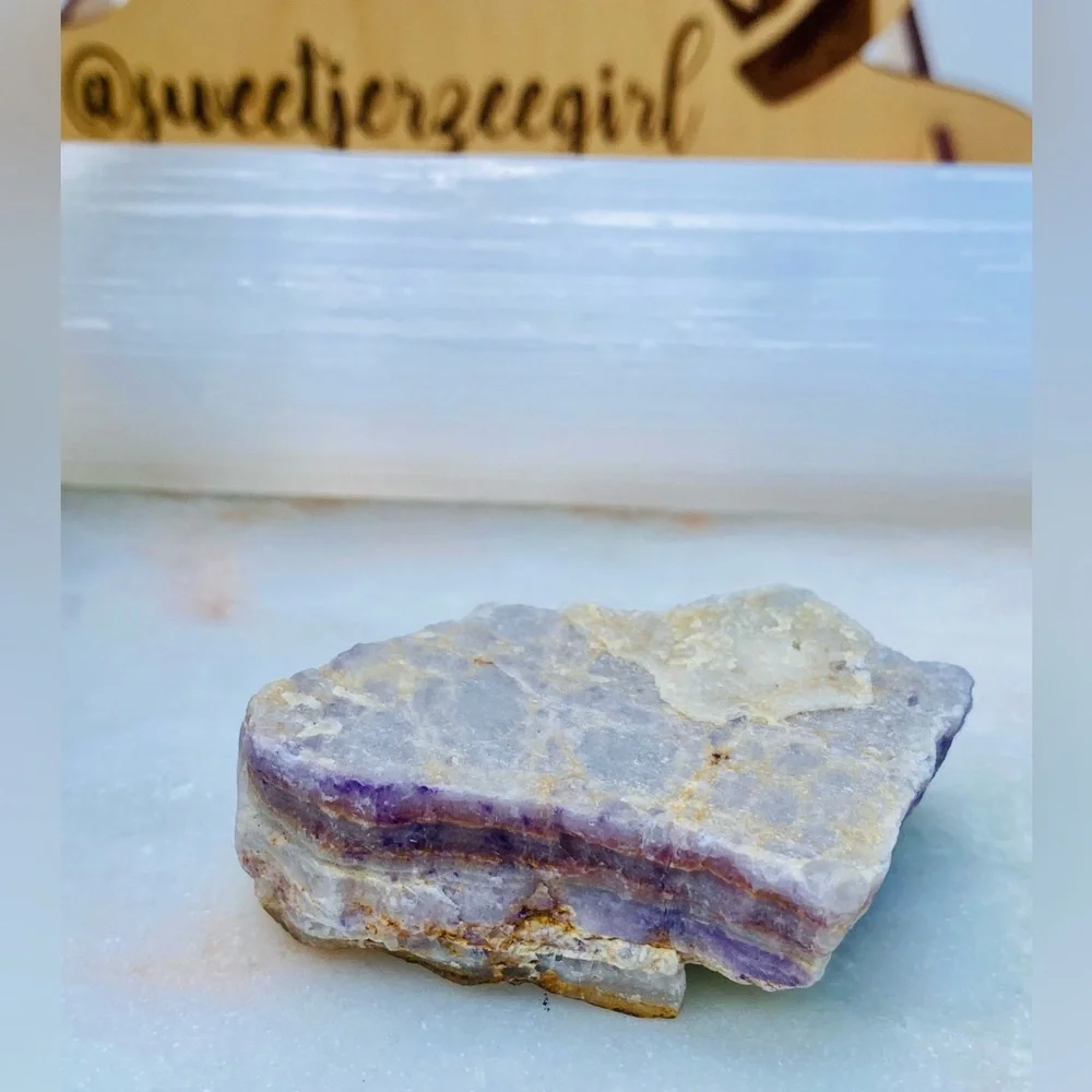 Raw Natural Banded Fluorite & Quartz Collectible Crystal Specimen 61 Grams